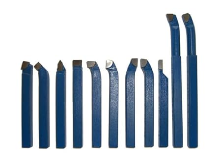 PAULIMOT Drehstahl-Satz Drehmeißel-Set 11-teilig mit Hartmetallplatten P30, DIN4976, 8 x 8 mm