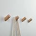 Astra Gourmet Natural Wooden Coat Hooks Wall Mounted - Vintage Single Organizer Hangers, Handmade Craft Hat Rack (Beech Wood, pack of 4)