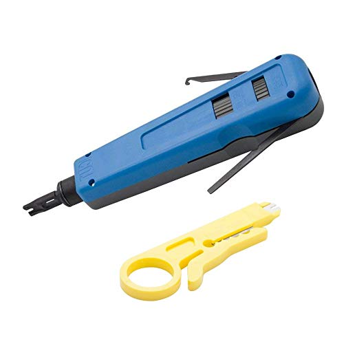 Multi-Function Punch Down Tool with 110 Blade & Extra Network Wire Stripper for cat6a/cat6/cat5e/cat5 Network Cable