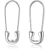 Reffeer 925 Sterling Silver Safety Pin Earrings Hoop for Women Teen Girls Paperclip Earrings Hoop Pin Cartilage Earrings