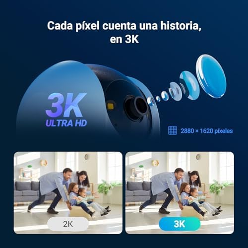 C6N G1 3K Cámara Vigilancia WiFi Interior 360°, Cámara IP Detección de Personas, Visión Nocturna en Color, Audio Bidireccional, Seguimiento con Zoom, Control Remoto, para bebé/Anciano/Negocio