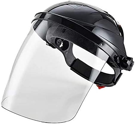 Cecoe Safety Equipment Protective Equipment Adjustable Clear Safety Face Shield Visor Screen Mask Helmet Anti Scratch Splash Eye Protection Cover Black