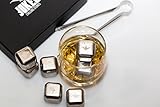 Stainless Steel Joker Chilling Stones – Set of 8 Reusable Ice Cubes - Packaged In a Luxury Gift Set – Include Plastic Storage Freezer Tray - Free Bonus Nonslip Rubber End Tongs.