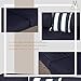 SOLAURA Outdoor Furniture Sectional Sofa Conversation Set 2 Additional Chairs Gray Wicker with Nautical Navy Blue Cushions