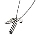 Cute Dog Paw Cylinder with Angel Wing Charm Initial Necklaces Pendant Cremation Jewelry Memorial-Ashes Keepsake