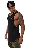 YoungLA Long Tank Tops for Men Muscle Shirt Bodybuilding Gym Athletic Training Sports Everyday Wear 306 Black Small