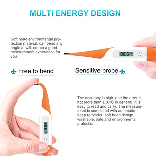 Oral Thermometer for Fever Test with Flexible Tip, Body Temperature