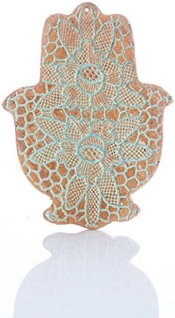 Handmade Ceramic Hamsa Evil Eye hand Amulet Hanging Good Luck Wall Decor Blessing for Home, Gift For Rosh Hashana, size 9.5X7 inches