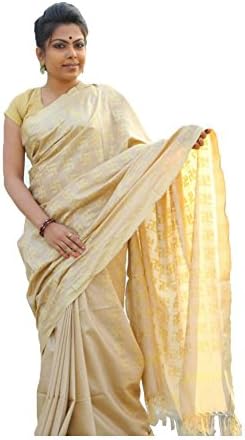 The Wardrobe Women's Bhagalpuri Slik Saree(TW001_Golden_Freesize) …