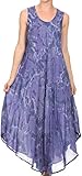Sakkas 16801 - Laeila Tie Dye Washed Tall Long Sleeveless Tank Top Caftan Dress/Cover up - Dusty Blue - OS