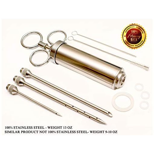 Meat Injector Kit, 304 Stainless Steel Marinade Meat Injector Syringe