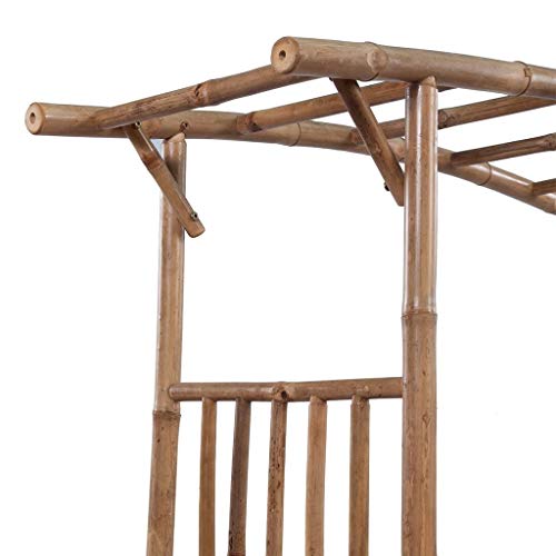 Retrome Outdoor Patio Wood Garden Arbor, Plant Climbing Support Trellis, Bamboo 57.1" x 15.7" x 73.6", for Rose Vines, Lawn Backyard Arch