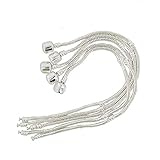 Yeshan 5PCS Women Silver Plated Bracelet Snake Chain with Classic Bead Barrel Clasp Fits All Chamilia Troll Biagi Beads-8.7inch
