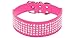 Berry Pet Rhinestones Dog Collars - 5 Rows Full Sparkly Crystal Diamonds Studded PU Leather - 2 Inch Wide -Beautiful Bling Pet Appearance for Medium & Large Dogs,19-22