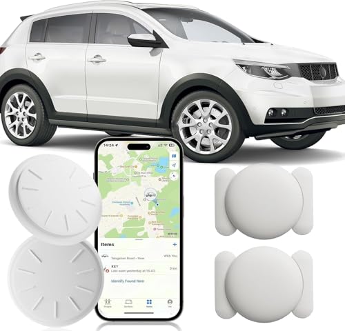Tracker Device for Vehicles,GPS Car Tracker,No Monthly Fee Anti-Lost Car Locator Works with Find My(iOS Only),Mini Hidden Car Tracker with Magnetic Case-White,2PCS