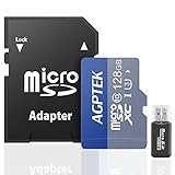 AGPTEK 128GB Micro SD Card, TF Memory Card UHS-I U3 with Card Reader, 100 MB/s, Compatible with Mp3 Player, Android Smartphones,Tablets,Interchangeable-Lens Cameras