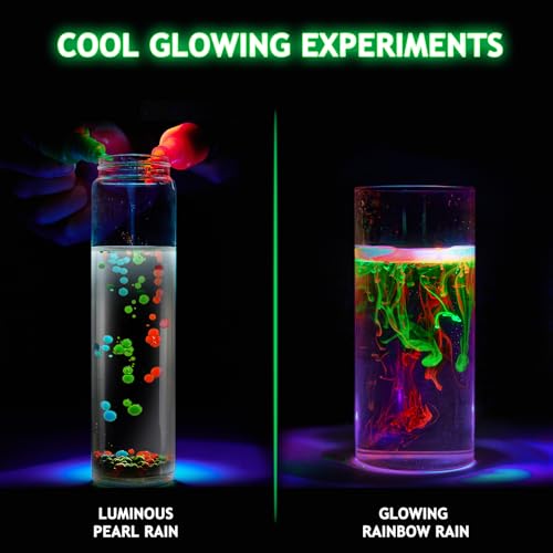 Greek Science 75+ Science Experiments for Kids, Glow in the Dark Science Kit with Glowing Test Tube, Glowing Waves, Colorful Bouncy Balls, STEM Toys Christmas Birthday Gift for Girls and Boys