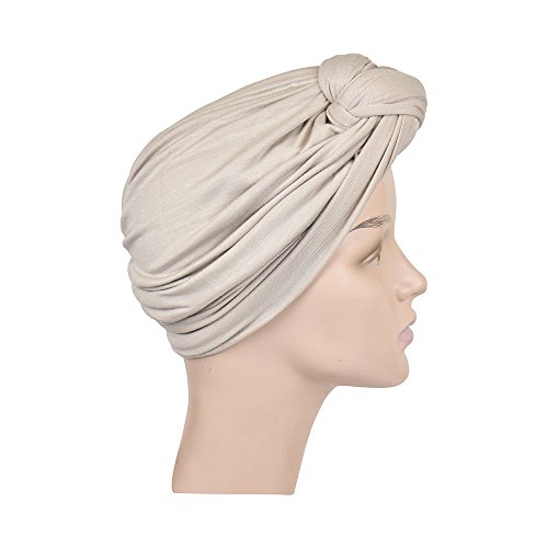 Landana Headscarves Beige TURBANS For Women With Twist/Knot Front