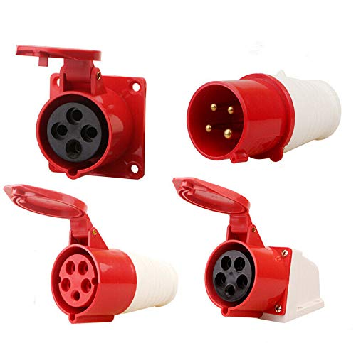 Red & White Industrial Plug & Sockets, BE-TOOL 16A IP44 4Pin Industrial Site Plug Waterproof Plug Connector Socket (5Pin 16A 015 Plug)