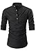 GARSEBO Beloved Men Button Slim Henley Neck Long Sleeve Casual Linen Shirts