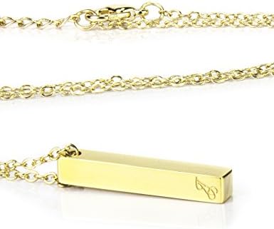 Vertical Bar Necklace, J Necklace, 18" Gold Tone Plated Stainless Steel Necklace, Gift for Her