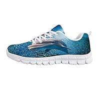 TecBillion Sea Animals Decor Comfortable Sports Shoes,A Bottlenose Dolphin in Ocean Fish Sunlight in Marine Natural Underwater for Men & Boys,US Size 9