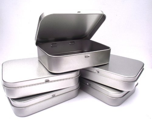 5 x Silver Hinged Tobacco/Survival/Storage Tin