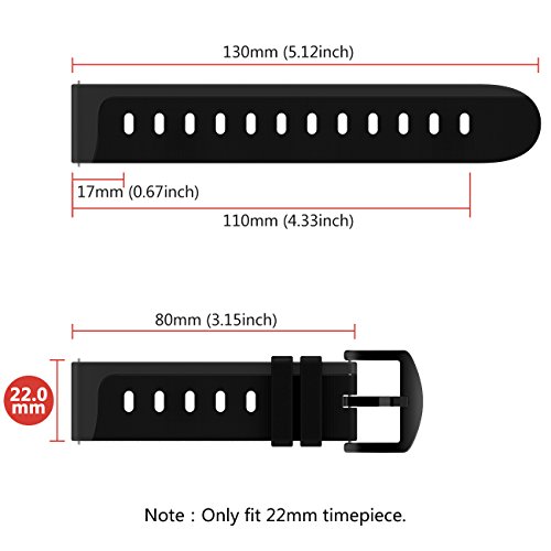 20mm, 22mm Quick Release Soft Silicone Watch Band Anti-Allergic Replacement Strap