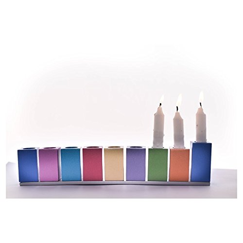 Hanukkah Menorah with Assembled Colorful Candleholders- Yair Emanuel