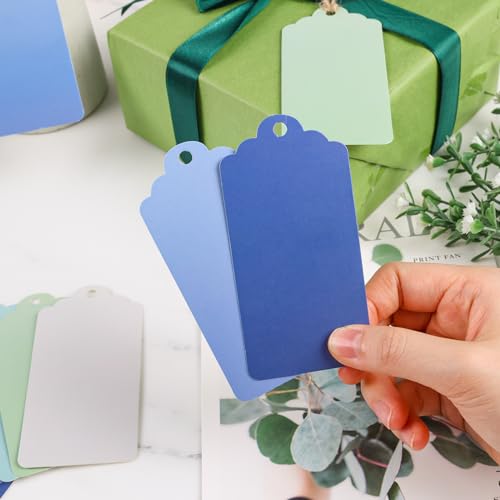 SallyFashion 135PCS Colored Gift Tags, Gradient Color Tags with String Blank Gift Tags Labels for Gifts Arts and Crafts Wedding Birthday Holiday