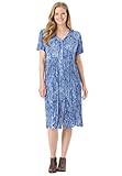 Women's Plus Size Short, Button-Front Crinkle Dress