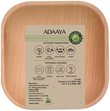Disposable Plates made of Palm Leaf: Heavy Duty &amp; Eco - Better than wood &amp; Bamboo- Square Shape (4'' Entree Plate - 25 Pcs, peach to tan)