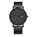 Vigor Rigger Unisex Ultra Thin Unique Men Quartz Watch Black Analog Dial with Date Display Metal Case Milanese Mesh Band (black)