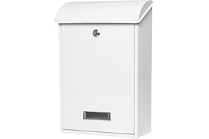 Mailbox with Key Lock, Lovndi Wall Mounted Locking Mailboxes, Medium Capacity Drop Lock Box for Outdoor, White