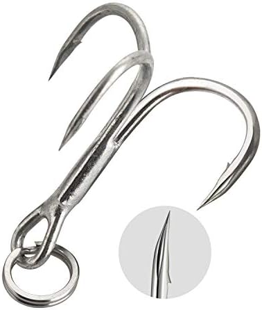 Quadpro トリプルフック トレブル ルアー メンタルジグ 3本針 スプリットリング付き 青物 シーバス ヒラメ トリプル釣り針 2 4 6 8 10 12 本セット