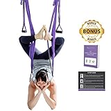 TEC Aerial Yoga Swing – Ultra Strong Hammock/Trapeze/Sling for Antigravity Inversion Yoga Exercises, Core Fitness, Flexibility – 2 Extension Straps, Carabiner Clips, and Set Up Guide Included