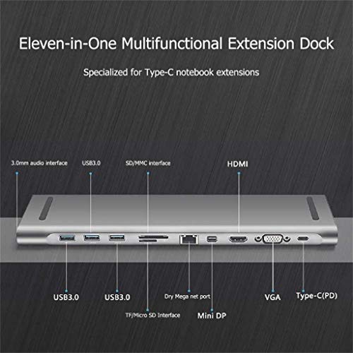 USB C to HDMI VGA Ethernet Adapter, Type C Hub with HDMI 4K RJ45 2 USB3.0 Audio and PD Charging Ports,Memory Card/TF Card Socket Compatible with Galaxy S9/S8/Note 9/8,MacBook/MacBook Pro