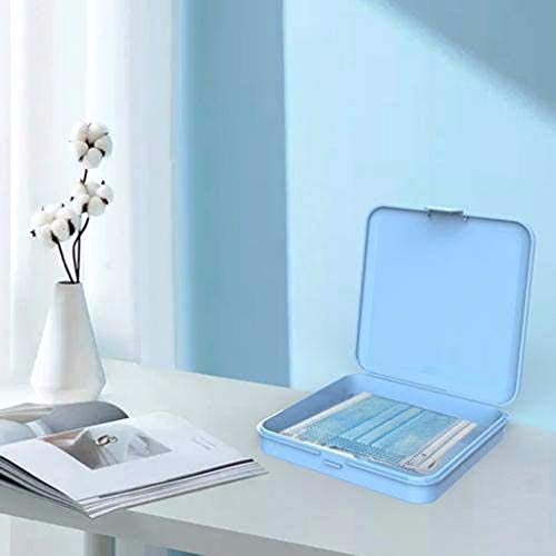 Plastic Storage Case Organizer Reusable Keeper Folder for Mouth Cover, Portable Face Cover Storage Clip Dustproof Storage Boxes Containers with Lids for Pollution Prevention Blue