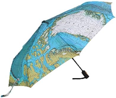 The Arctic Ocean map umbrella auto open and close triple-folding UV protection silver coating compact collapsible parasol