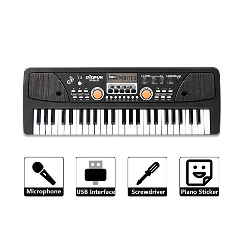 SAOCOOL Piano for Kids, 49 Keys Multi-Function Charging Electronic Kids Piano Keyboard Educational Toy Suitable for Children Over 3 Years Old (Pink) (Dark Black)