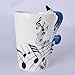 Novelty Saxophone Handle Music Mug Unique Art Musical Notes Holds Tea Coffee Milk Ceramic Mug Cup 300ml Best Gift,Black