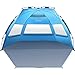 OutdoorMaster Pop Up 3-4 Person Beach Tent X-Large - Easy Setup, Portable Beach Shade Canopy Folding Sun Shelter with UPF 50+ UV Protection Removable Skylight Family Size