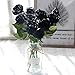 famibay 10pcs Artificial Flowers Rose Bouquets Vintage Fake Silk Rose Flowers with Leaf and Plastic Stem for Home Wedding Party Mother’s Day Garden Hotel Decoration Black