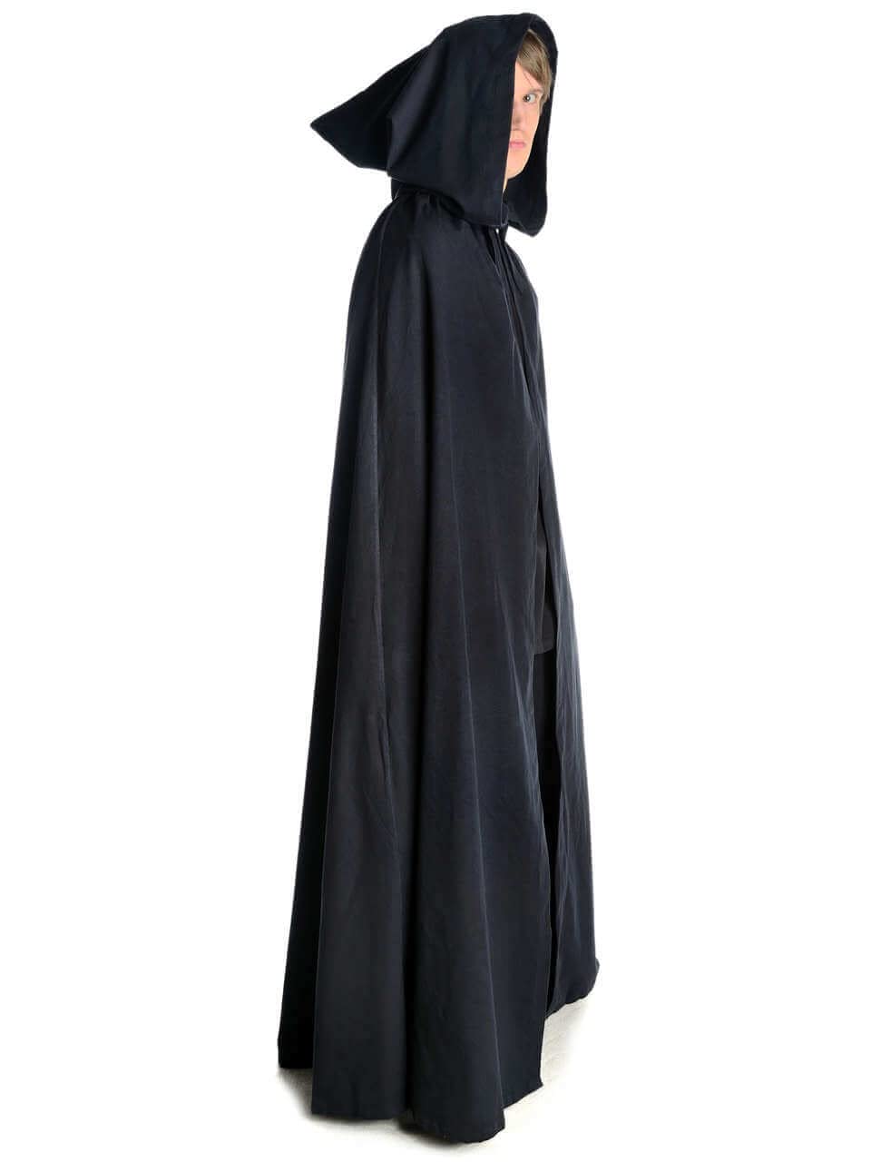 HEMAD Cape Medieval - Larp Cloak hooded black - Pure Strong Cotton
