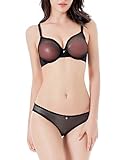Ruzishun Women's Push up bra gauze transparent Underwear Set