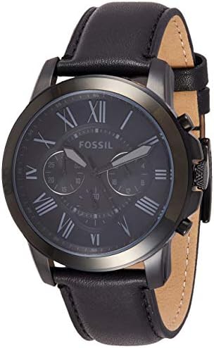 Black Dial Leather Analog Watch 