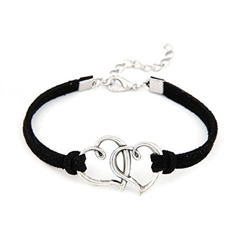 crunchy fashion black leatherette charm bracelet for girls/women/men
