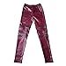 RieKet Women's Faux Leather Leggings Juniors Skinny Stretchy Pants (L, Burgundy)