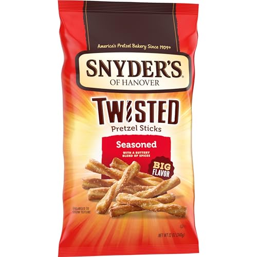 SNYDER’S OF HANOVER, SEASONED TWISTED PRETZEL STICKS, 12 OZ BAG