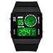 Fanmis Leisure Stylish Square Dial Waterproof LED Digital Unisex Black Rubber Strap Sport Wrist Watch